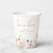 Roze Wilde Bloemen Love In Bloom Bruiloft Feest Papieren Bekers (Achterkant)