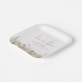 Roze Wilde Bloemen Love In Bloom Bruiloft Feest Papieren Bordje (Gebogen)