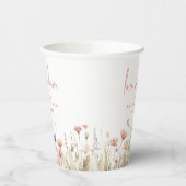 Roze Wilde Bloemen Love In Bloom Bruiloftsfeest Papieren Bekers (Links)