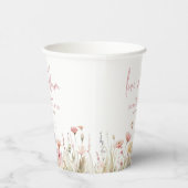 Roze Wilde Bloemen Love In Bloom Bruiloftsfeest Papieren Bekers (Rechts)