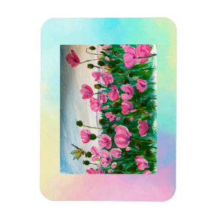 Roze wilde bloemen magneet