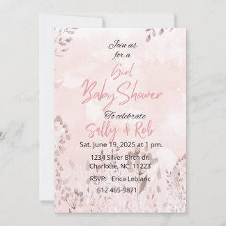 Roze wilde bloemen meisje baby shower kaart