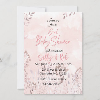 Roze wilde bloemen meisje baby shower kaart