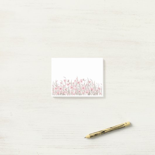 Roze wilde bloemen post-it® notes (Op bureau)