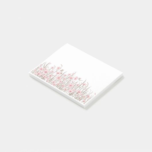 Roze wilde bloemen post-it® notes (Schuin)