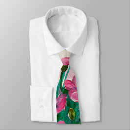 Roze wilde bloemen stropdas