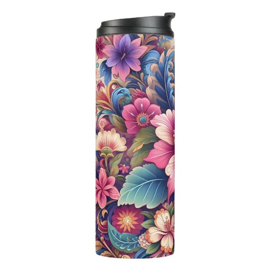 Roze Wilde bloemen Thermosbeker (Gedraaid links)