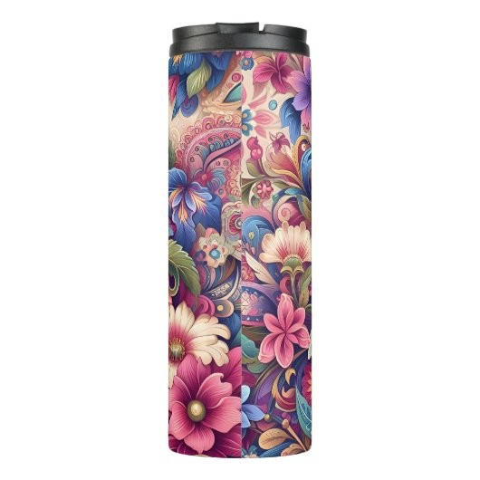 Roze Wilde bloemen Thermosbeker (Achterkant)