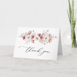 Roze Wilde Bloemen Trouwkaart Vouwkaart Bedankkaart