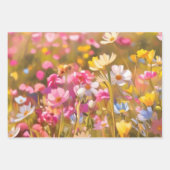 Roze wilde bloemen veld 2025 inpakpapier vel (Voorkant)