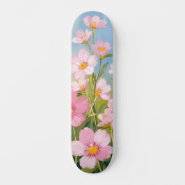 Roze wilde bloemen | Waterverf bloemenschildering Persoonlijk Skateboard