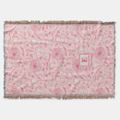 Roze wilde bloemen werpdeken met monogram deken (Voorkant)