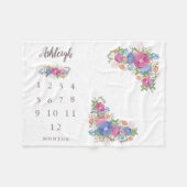 Roze wilde bloemen Witte Baby Maandelijkse mijlpaa Fleece Deken (Voorkant (Horizontaal))