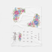 Roze wilde bloemen Witte Baby Maandelijkse mijlpaa Fleece Deken (Voorkant)