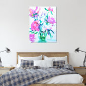 Roze wilde bloemenboeket canvas afdruk (Insitu (Slaapkamer))
