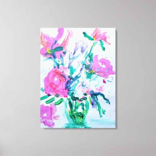 Roze wilde bloemenboeket canvas afdruk (Voorkant)