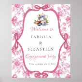 Roze wilde bloementhee Huwelijksfeest Welkomstbord Poster (Voorkant)