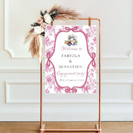 Roze wilde bloementhee Huwelijksfeest Welkomstbord Poster