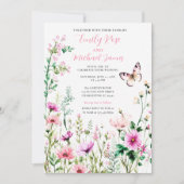 Roze Wilde Bloementuin Trouwfeest Kaart (Voorkant)