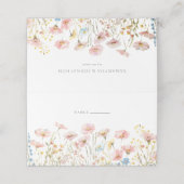 Roze wilde bloemenweide bruiloft plaatskaartje (Buitenkant ongevouwen)