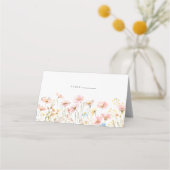 Roze wilde bloemenweide bruiloft plaatskaartje (Voorkant)