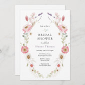 Roze Wilde Bloemenweide Bruiloftssluiers Bruidsfee Kaart (Voorkant / Achterkant)