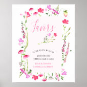 Roze Wilde Bloemzaadjes Bruidsfeest Favorieten Bor Poster (Voorkant)