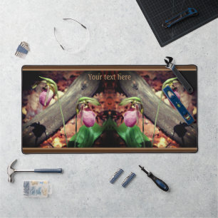 Roze Wilde Dame Slipper Orchid Flower Personalized Bureaumat