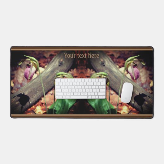 Roze Wilde Dame Slipper Orchid Flower Personalized Bureaumat (Keyboard & Muis)
