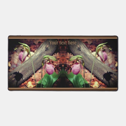 Roze Wilde Dame Slipper Orchid Flower Personalized Bureaumat (Voorkant)