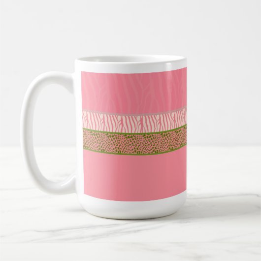 Roze wilde dierenbontprint koffiemok (Links)
