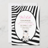 Roze Wilde Drie Zebra 3de Verjaardagsfeestje Kaart (Voorkant)