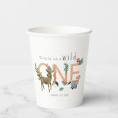 Roze Wilde Een Schattige Bos Dieren 1e Verjaardag Papieren Bekers (Achterkant)
