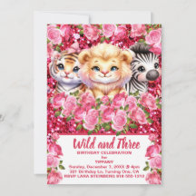 Roze Wilde en 3 Jaar Oude Meisjes Verjaardagsfeest
