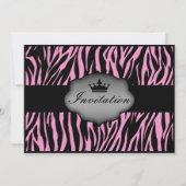 Roze Wilde Night Zebra Print Bachelorette Party Kaart (Achterkant)
