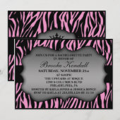 Roze Wilde Night Zebra Print Bachelorette Party Kaart (Voorkant / Achterkant)