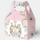 Roze Wilde Oerwoud Safari Dieren Baby Meisje Douch Bedankdoosjes (Voorkant)