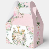 Roze Wilde Oerwoud Safari Dieren Baby Meisje Douch Bedankdoosjes (Achterkant)
