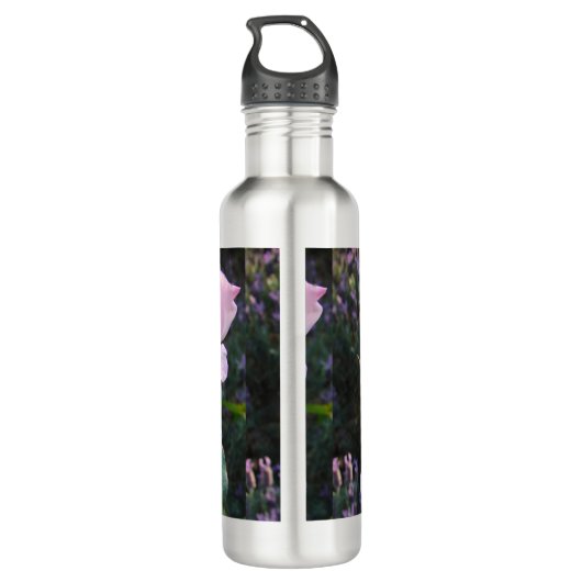 Roze Wilde Roos Bloedbloem Foto Waterfles (Achterkant)