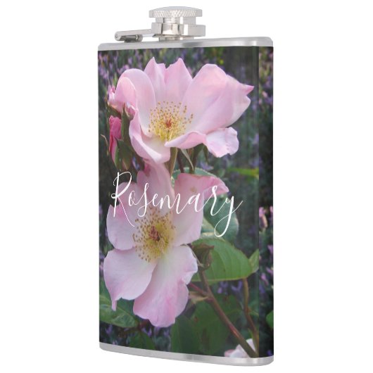 Roze Wilde Roos Bloedflora Foto Blush Roze Heupfles (Links)