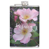 Roze Wilde Roos Bloedflora Foto Blush Roze Heupfles (Voorkant)