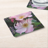 Roze Wilde Roos Bloedflora Foto Blush Roze Kartonnen Onderzetters (Schuin)