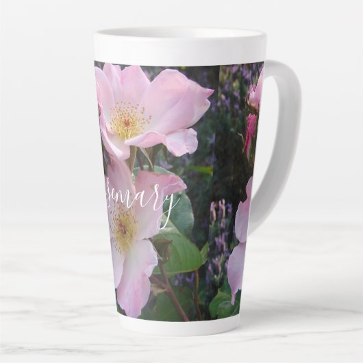 Roze Wilde Roos Bloedflora Foto Blush Roze Latte Mok (Rechterhoek)