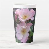 Roze Wilde Roos Bloedflora Foto Blush Roze Latte Mok (Voorkant)
