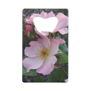Roze wilde roos bloem bloem foto creditkaart flessenopener
