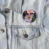 Roze wilde roos bloem bloem foto ronde button 5,7 cm (In situ)