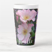 Roze Wilde Roos Bloem Bloemen Foto Mom Moederdag Latte Mok (Voorkant)