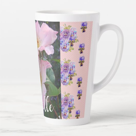 Roze Wilde Roos Bloem Bloemen Foto Mom Moederdag Latte Mok (Rechts)