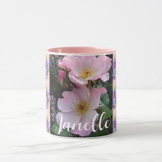 Roze Wilde Roos Bloem Bloemen Foto Mom Moederdag Mok (Midden)