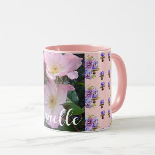 Roze Wilde Roos Bloem Bloemen Foto Mom Moederdag Mok (Voorkant rechts)